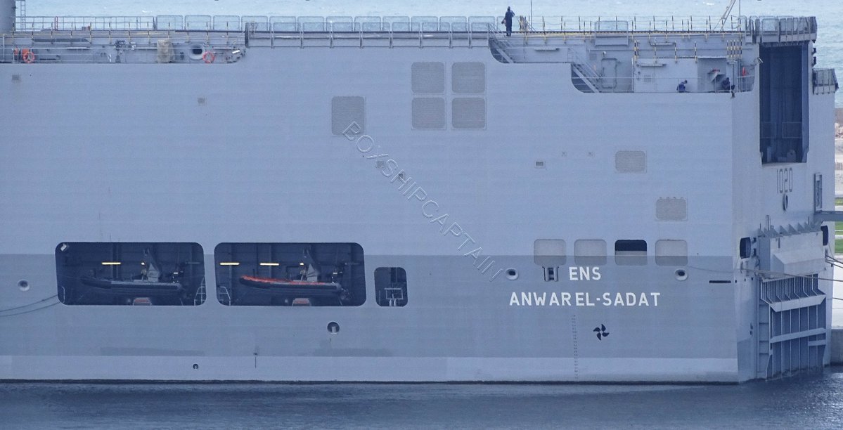 Egyptian Navy's Mistral class Amphibious assault ship ENS Anwar El-Sadat (ex Sevastopol) L1020, tied up in Alexandria. (Sep 2018)