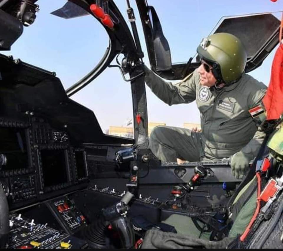 Egypt- President Sisi in full flight suit, trying out a KA-52 Alligator   