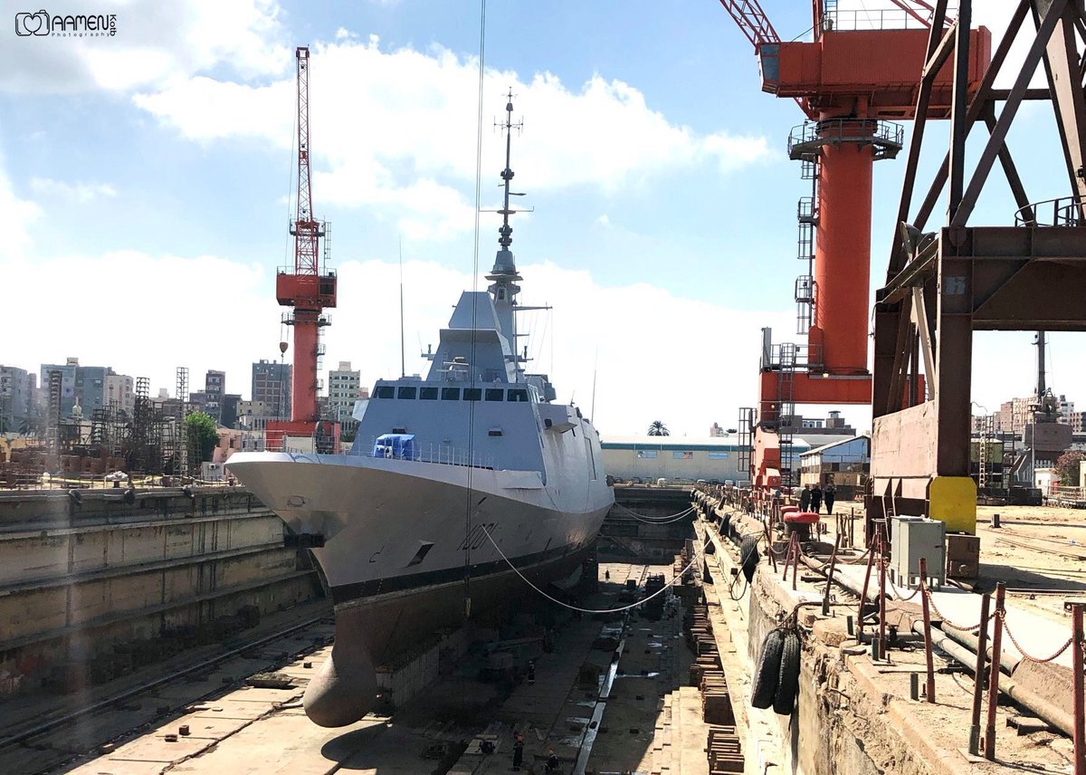 Alexandria Shipyard group is carrying out for the first time the maintenance & overhaul of the Egyptian Navy Tahya Misr FG1001 FREMM class Multi-purpose frigate